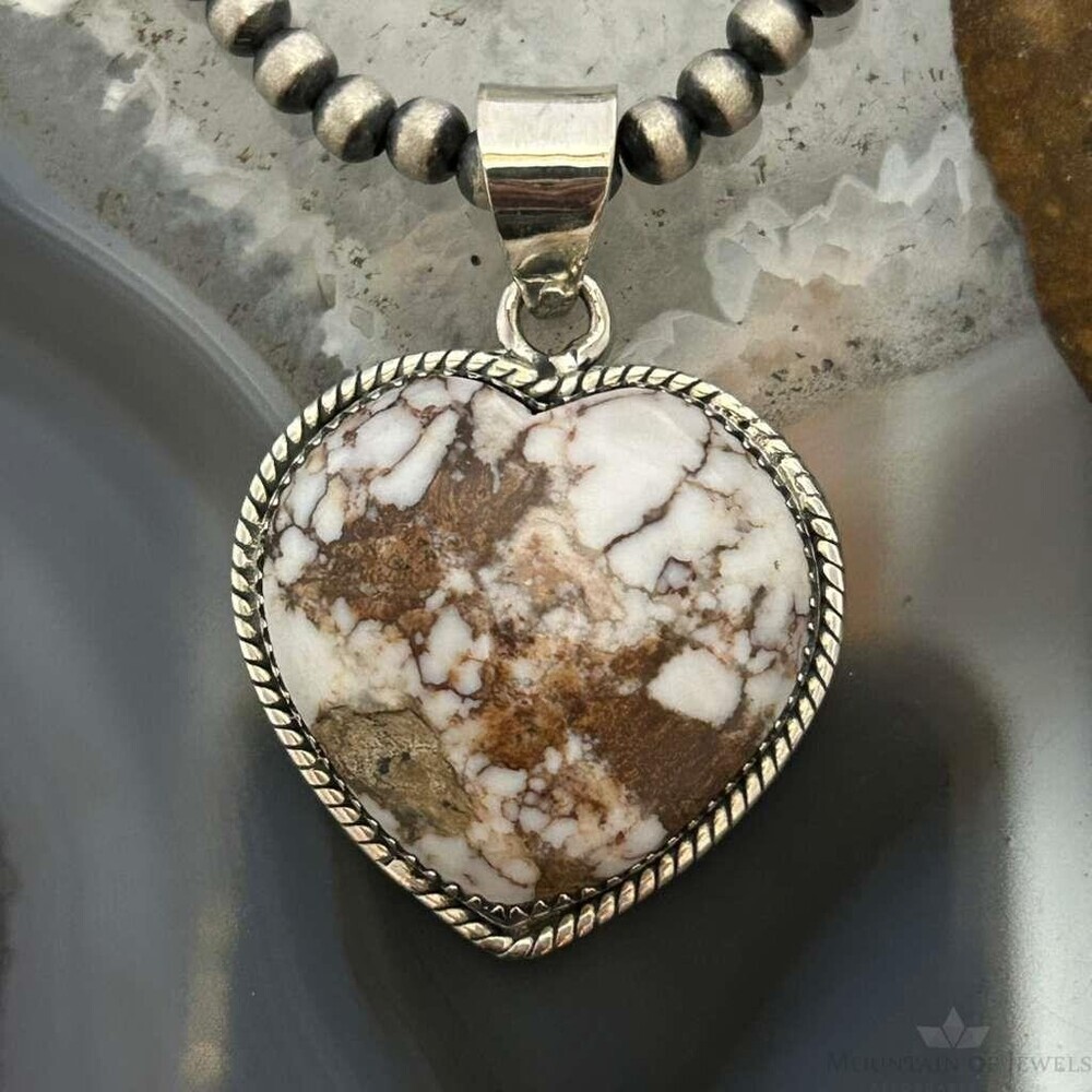 Sterling Silver Southwestern Style Wild Horse Heart Pendant For Women #3